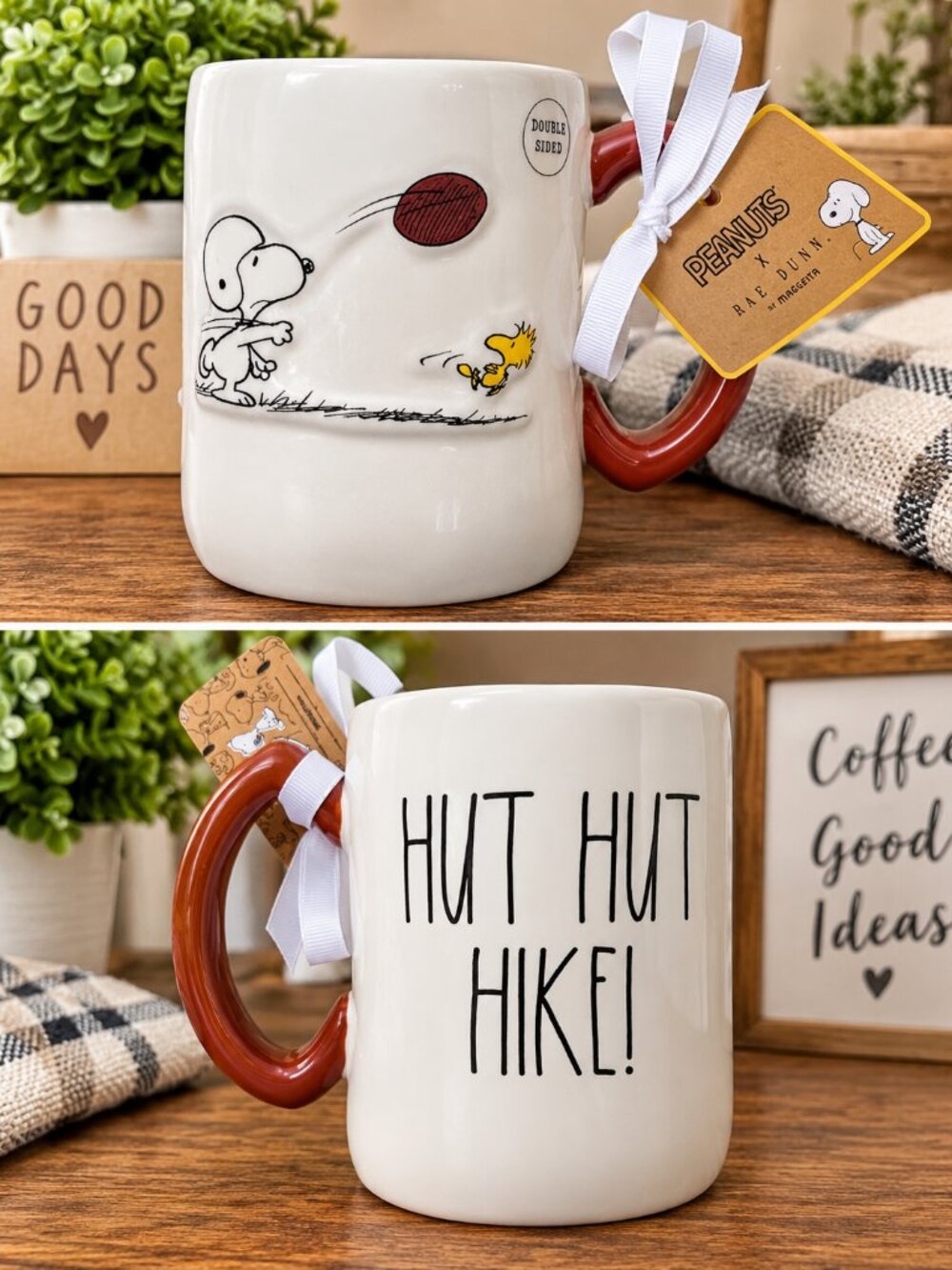 Rae Dunn Snoopy Hut Hut Hike!' Football Mug